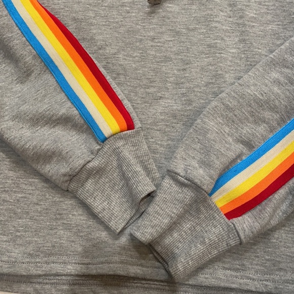 Women’s/ teens gray hoodie with rainbow trim - Picture 2 of 4